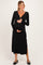 Black Knotted V-Neck Side Slit Long Sleeve Maternity Dress