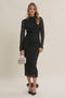 Black Fitted Lace Midi Dress