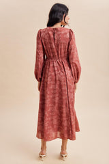 Rosewood Embossed Velvet Floral Maxi Dress