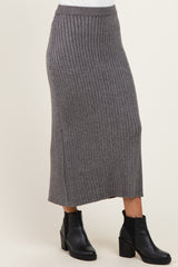 Charcoal Two Tone Ribbed Sweater Midi Skirt