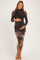 Olive Large Floral Print Mesh Long Sleeve Maternity Midi Dress