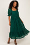 Hunter Green Lace Square Neck Maxi Dress