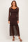 Brown Off Shoulder Long Sleeve Boho Maxi Dress