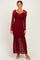 Burgundy Off Shoulder Long Sleeve Boho Maxi Dress