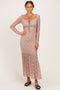 Mocha Off Shoulder Long Sleeve Boho Maxi Dress