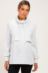 Heather Gray Long Sleeve Drawstring Hooded Maternity Pullover