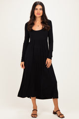 Black Long Sleeve Scoop Neck Maternity Maxi Dress