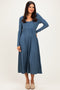 Teal Long Sleeve Scoop Neck Maxi Dress
