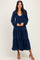 Navy Tiered Long Sleeve V-Neck Maxi Dress
