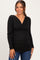 Black Ribbed Knit Long Sleeve Wrap Maternity Nursing Top