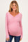 Mauve Ribbed Knit Long Sleeve Wrap Maternity Nursing Top