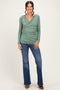 Sage Ribbed Knit Long Sleeve Wrap Nursing Top