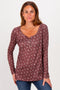 Brown Long Sleeve Henley Top