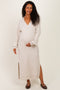 Oatmeal Thick Rib Oversized Maternity Sweater Midi Dress