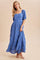 Blue Embroidered Tiered Maxi Dress