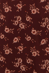 Burgundy Floral Mesh Off Shoulder Long Sleeve Maxi Dress