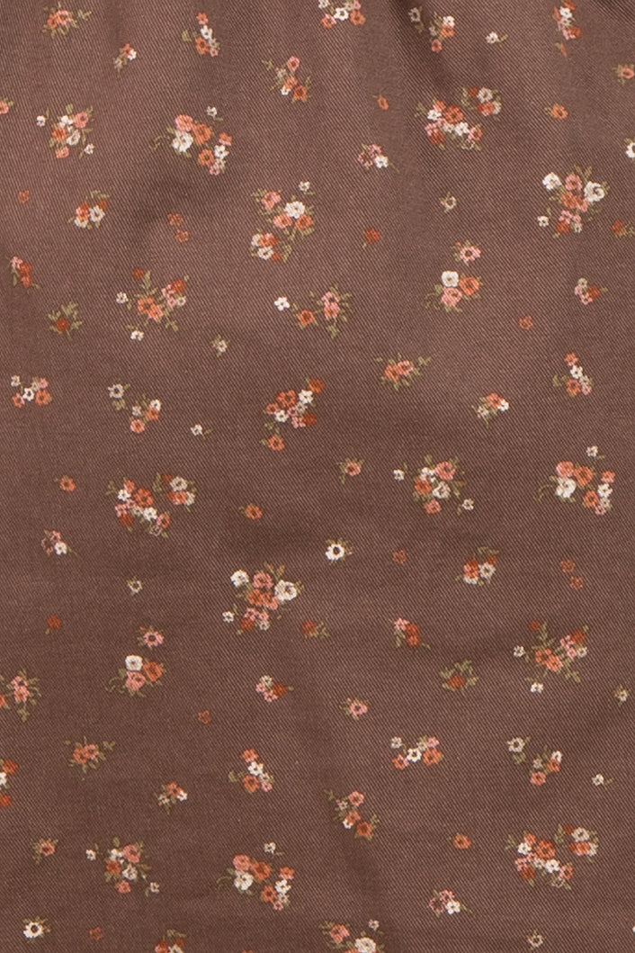 Brown Floral Puff Sleeve Square Neck Maternity Mini Dress