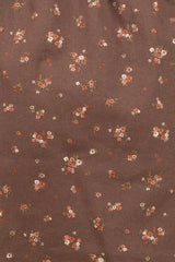 Brown Floral Puff Sleeve Square Neck Maternity Mini Dress