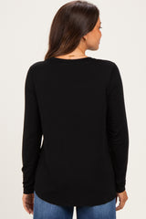 Black Maternity & Nursing Lift-Up Long Sleeve Top
