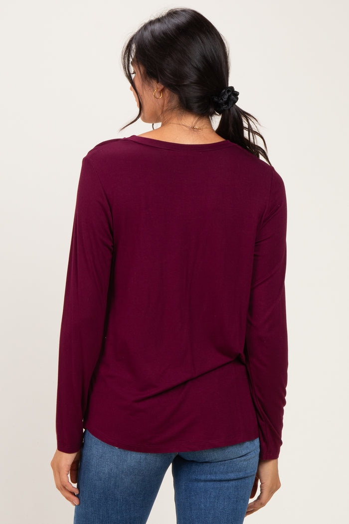 Burgundy Nursing Lift-Up Long Sleeve Top