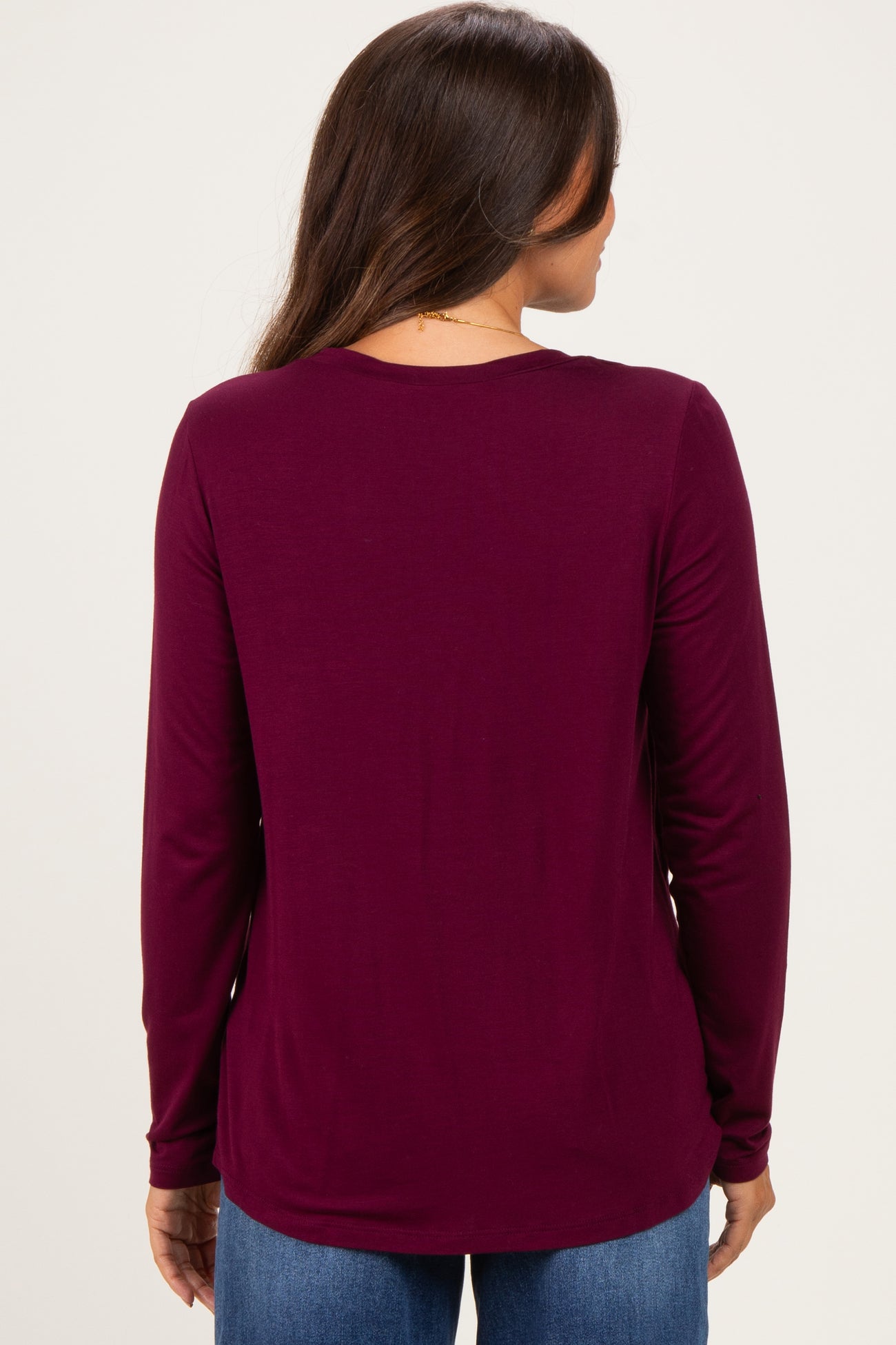 Burgundy Maternity & Nursing Lift-Up Long Sleeve Top