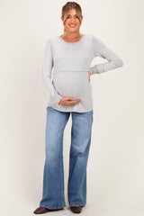 Heather Grey Maternity & Nursing Layered Knit Top