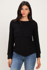 Black Maternity & Nursing Layered Knit Top