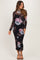 Black Floral Long Sleeve Mesh Maternity Midi Dress