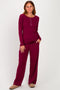 Wine Henley Wide Leg Pant Lounge Set