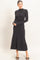 Black Ribbed Mock Neck Long Sleeve Midi Dress