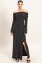 Black Off-Shoulder Long Sleeve Maxi Dress
