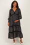 Black Floral Lace Trim Floral Maternity Midi Dress