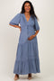 Midnight Lace Trim Tiered Maternity Maxi Dress