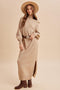 Marled Flax Turtleneck Bubble Sleeve Sweater Dress
