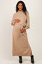 Marled Flax Turtleneck Bubble Sleeve Maternity Sweater Dress