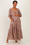 Dusty Rose Floral Smocked Waist Maternity Maxi Dress