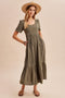 Olive Striped Scoop Neck Maxi Dress