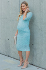 PinkBlush Light Blue Lace Maternity Dress