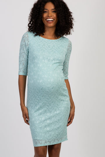 PinkBlush Light Blue Lace Maternity Dress