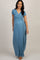 PinkBlush Blue Draped Maternity/Nursing Maxi Dress