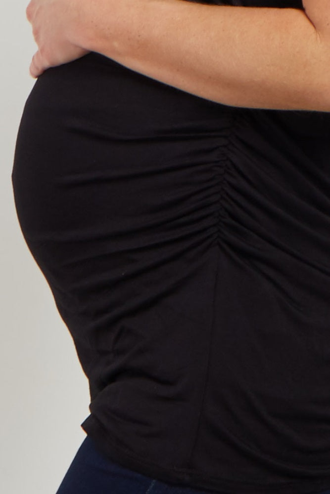 PinkBlush Black Ruched Maternity Tank Top