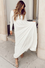 PinkBlush Ivory Solid Off Shoulder Maxi Dress