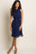Navy Blue Chiffon High Neck Dress