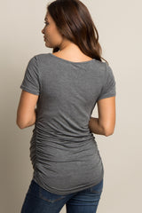 PinkBlush Charcoal Ruched Short Sleeve Maternity Top