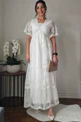 PinkBlush White Lace Mesh Overlay Maxi Dress