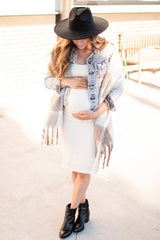 PinkBlush Beige Sleeveless Ribbed Maternity Dress