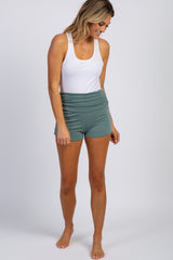 PinkBlush Olive Green Ruched Side Lounge Shorts