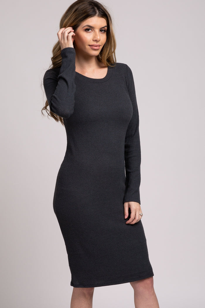 Forest Green Knit Long Sleeve Dress