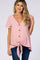 Light Pink Button Tie Front Maternity Top