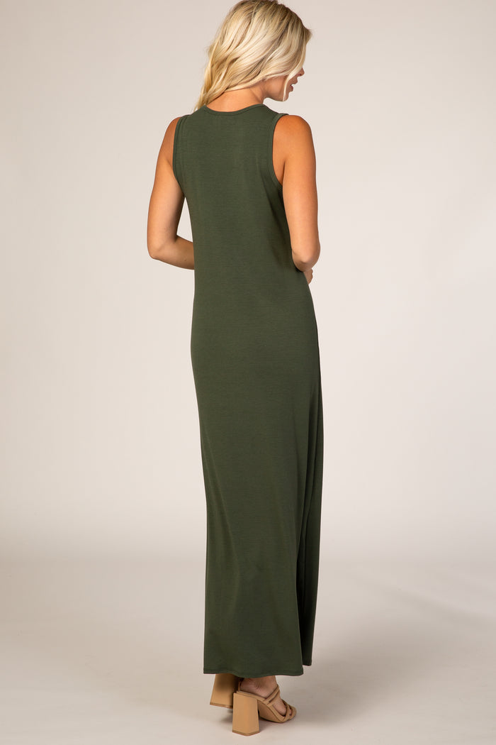 Olive Side Slit Maxi Dress